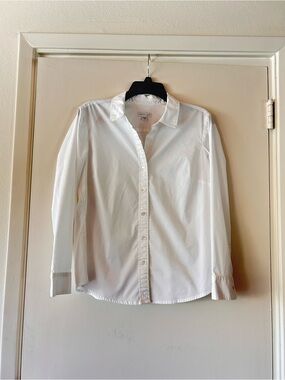 Classic J Jill White Button-Up Shirt Collar Stretch Medium Layers